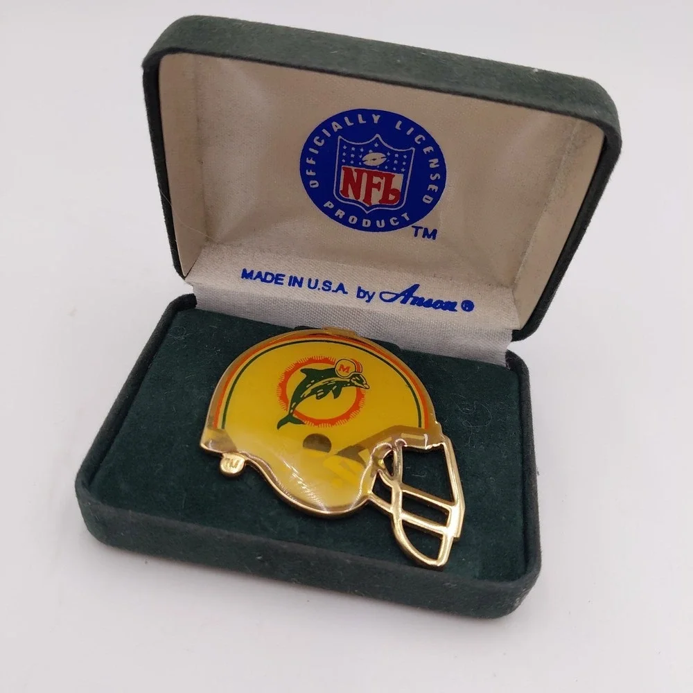 Vtg Miami Dolphins Football Team Helmet Money Clip Holder Metal Fathers Day Gift